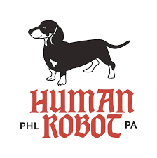 Human Robot Beer logo: a drawing of a Dachshund dog over top of the words "Human Robot PHL PA."